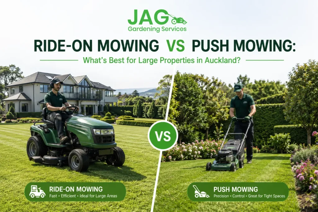 ride-on mowing vs push mowing